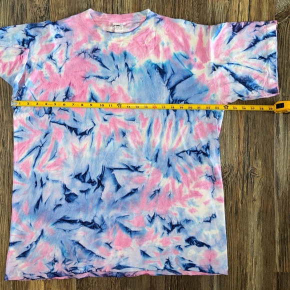 Vtg Next Exit Tie Dye S/S Tee Shirt One Size Single Stitch White Pink Blue 90s - Picture 4 of 9